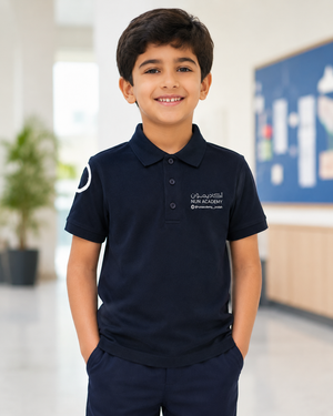 Nun Academy White Polo with Navy Collar - Girls