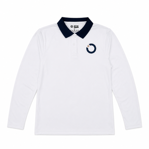 Nun Academy White Polo with Navy Collar - Girls