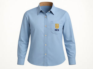 Blouses - Cotton Rich - Long Sleeve (Twin Pack) - SES - Blue