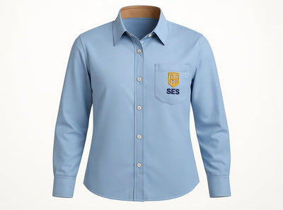 Blouses - Cotton Rich - Long Sleeve (Twin Pack) - SES - Blue